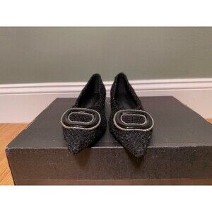 C.Paravano Women Crystal Buckle Tweed Ballet Flats - US 7.5,  EU 38 - New